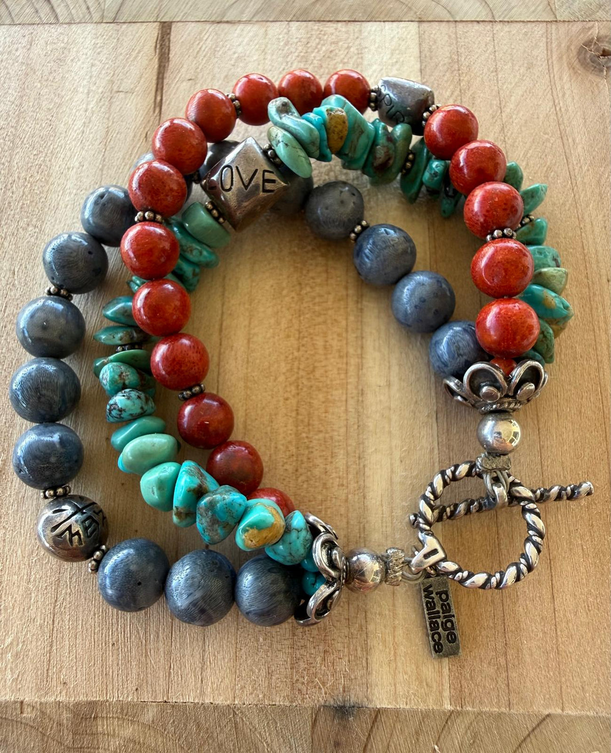 Paige Wallace Turquoise & Red Multi-Strand Bracelet