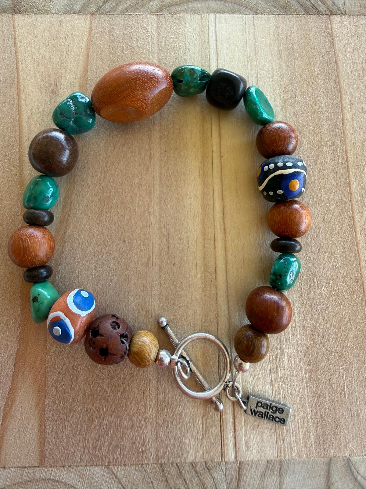Paige Wallace Turquoise & Wood Bracelet