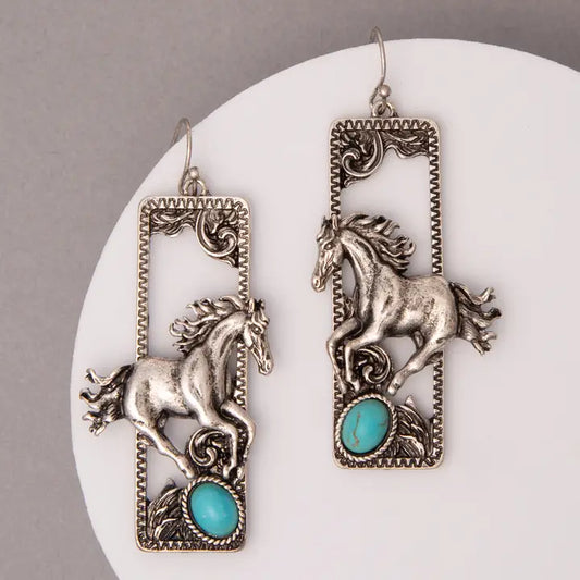 Western Wild Horse Earrings