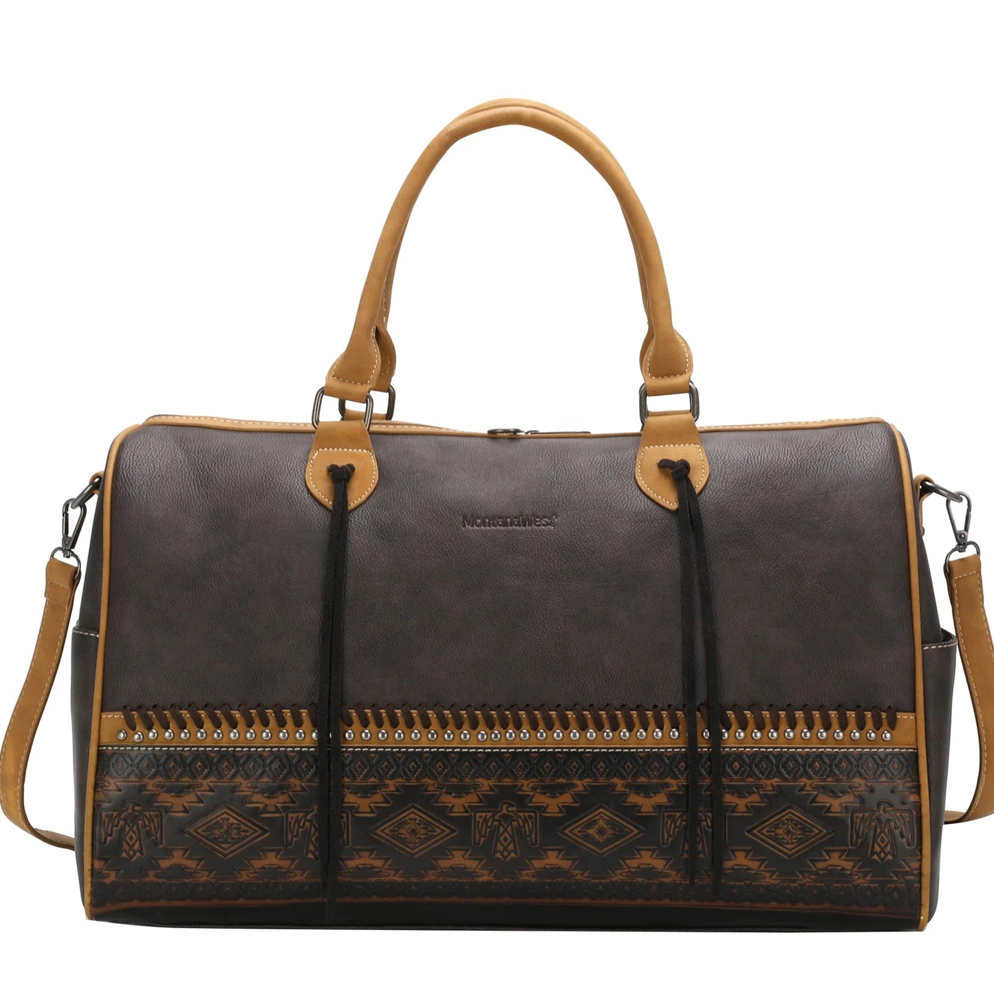Aztec Tooled Weekender Bag Coffee