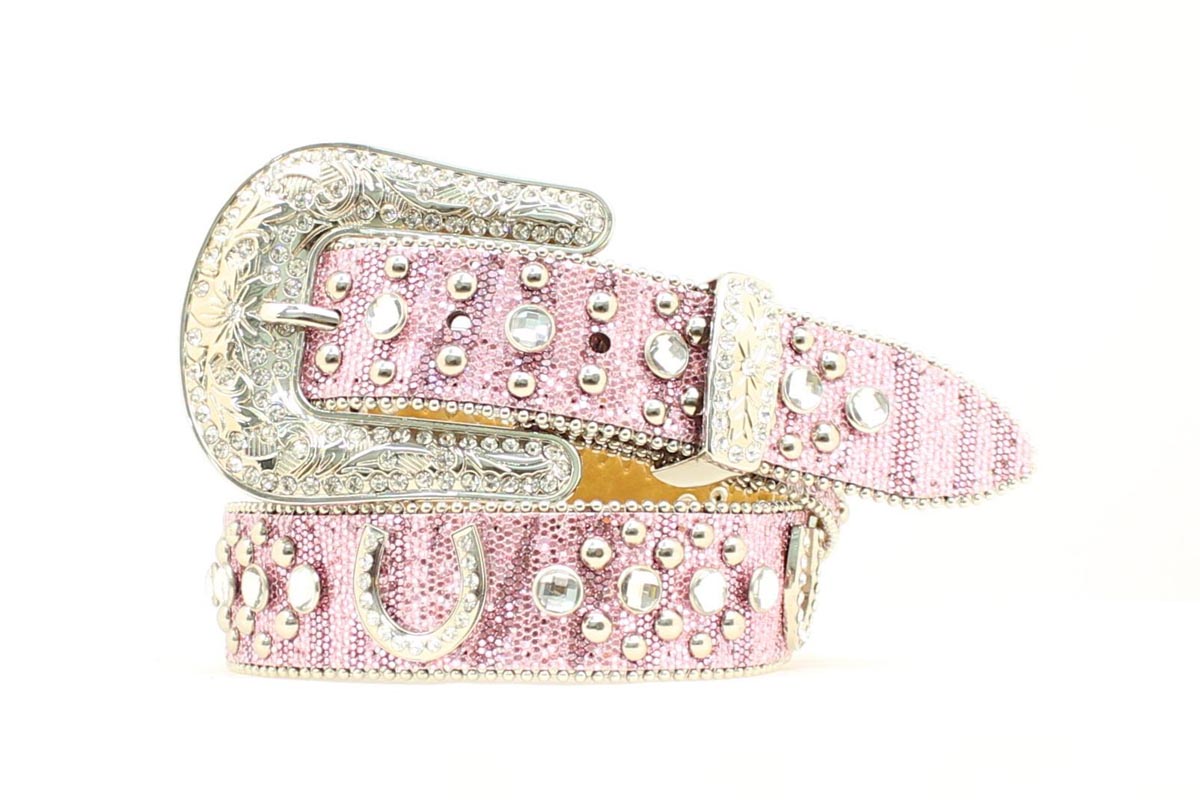 Nocona Girls Pink Bling Horseshoe