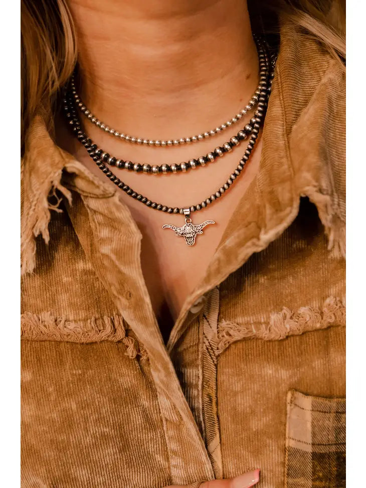 Faux Navajo Pearl Longhorn Pendant