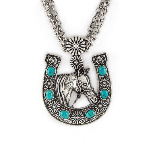 Horse Shoe Pendant Necklace Set