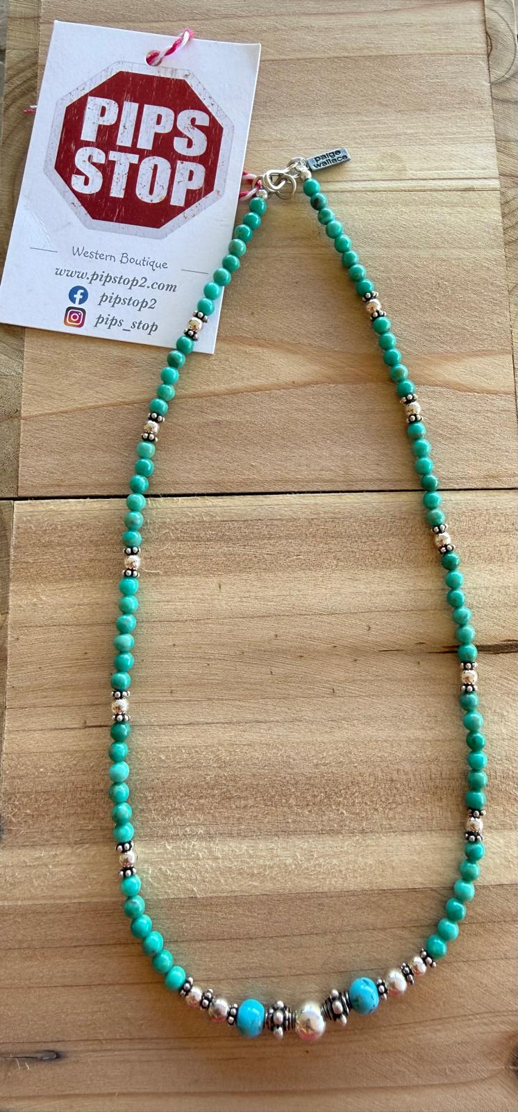 Paige Wallace Turquoise & Silver Beaded Necklace