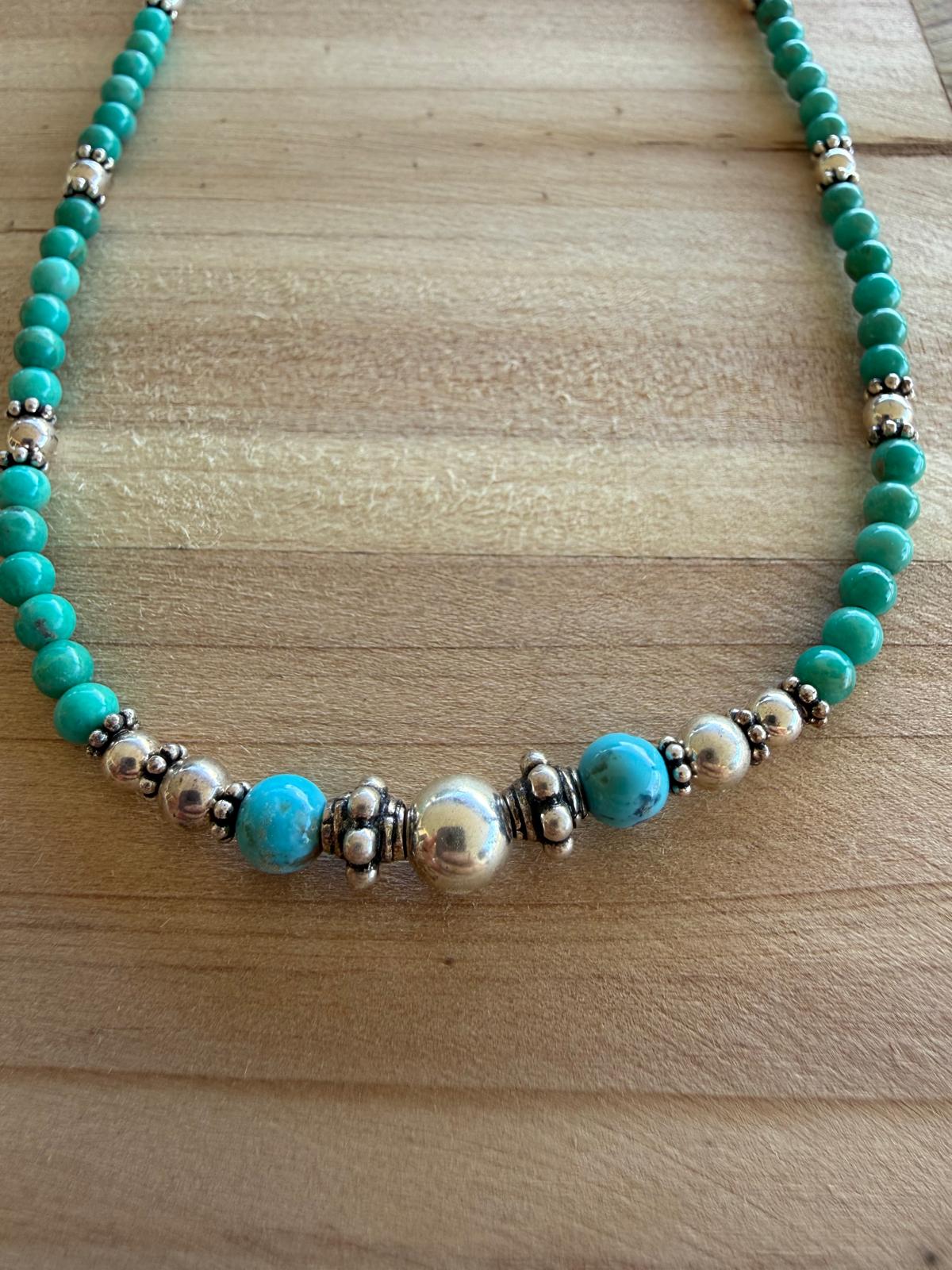 Paige Wallace Turquoise & Silver Beaded Necklace