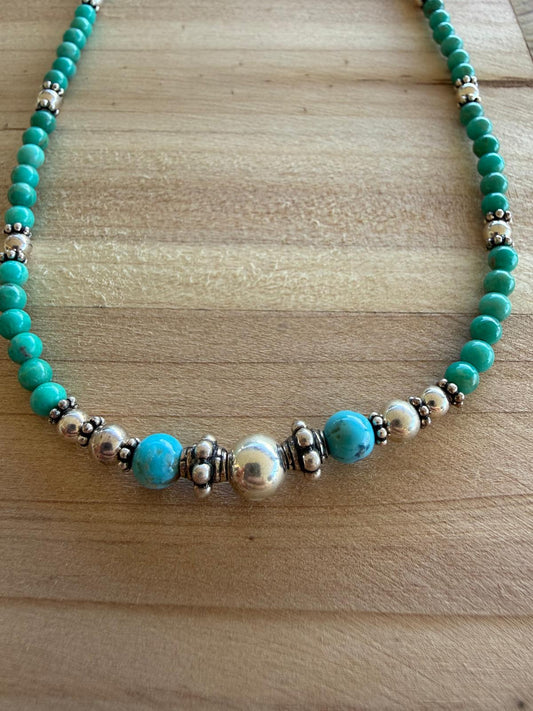 Paige Wallace Turquoise & Silver Beaded Necklace
