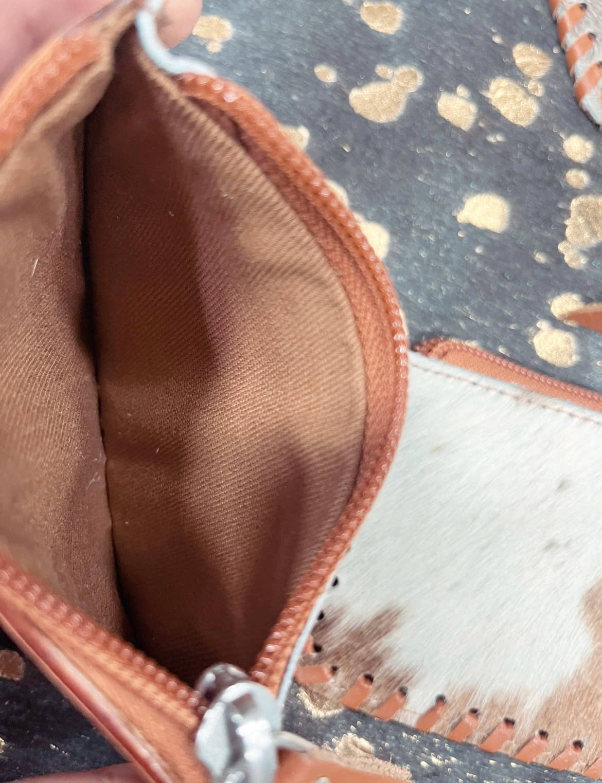 Tooled Cowhide Coin Pouch