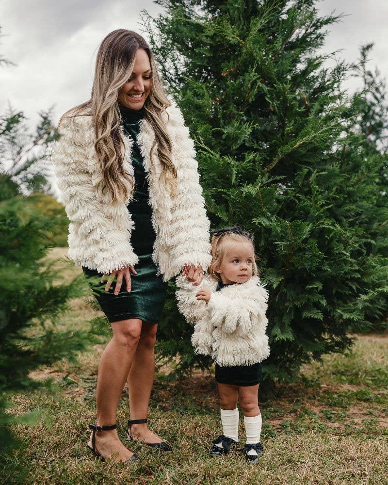 Fatima Faux Shag Layered Jacket - Ivory