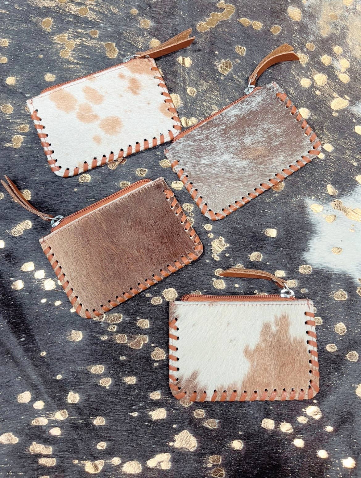 Tooled Cowhide Coin Pouch