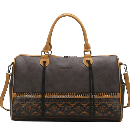 Aztec Tooled Weekender Bag Coffee