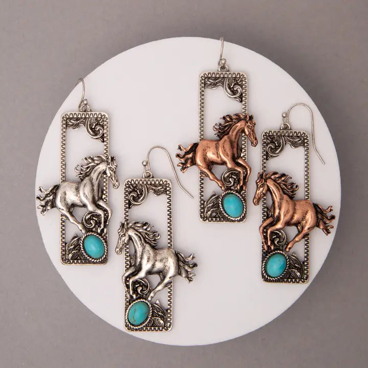Western Wild Horse Earrings